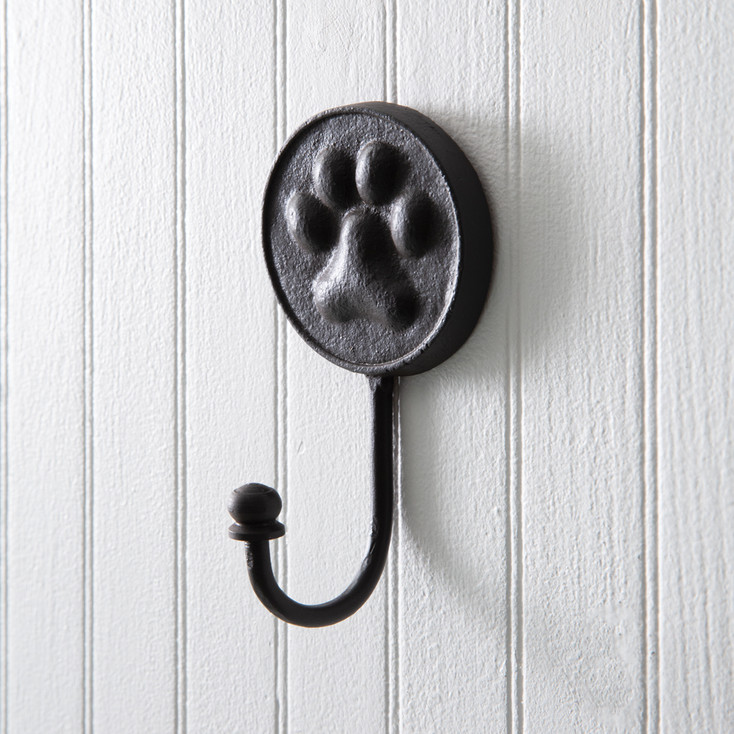 Dog Paw Single Metal Wall Hooks, Set of 4