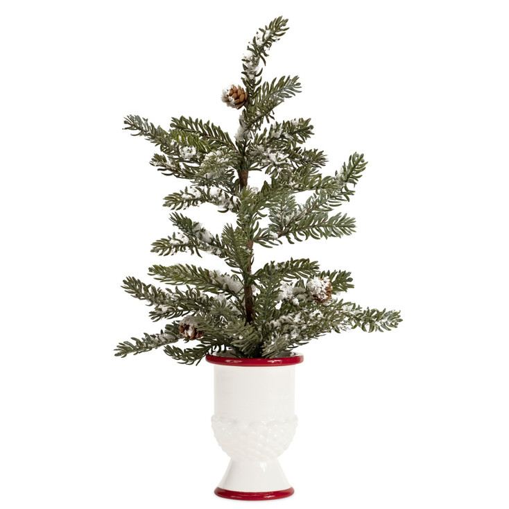 20" Potted Pine Trees with Snow, Set of 2