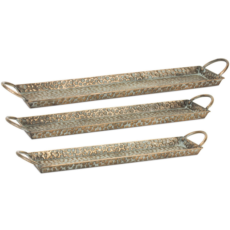 Golden Finish Metal Trays, Set of 3