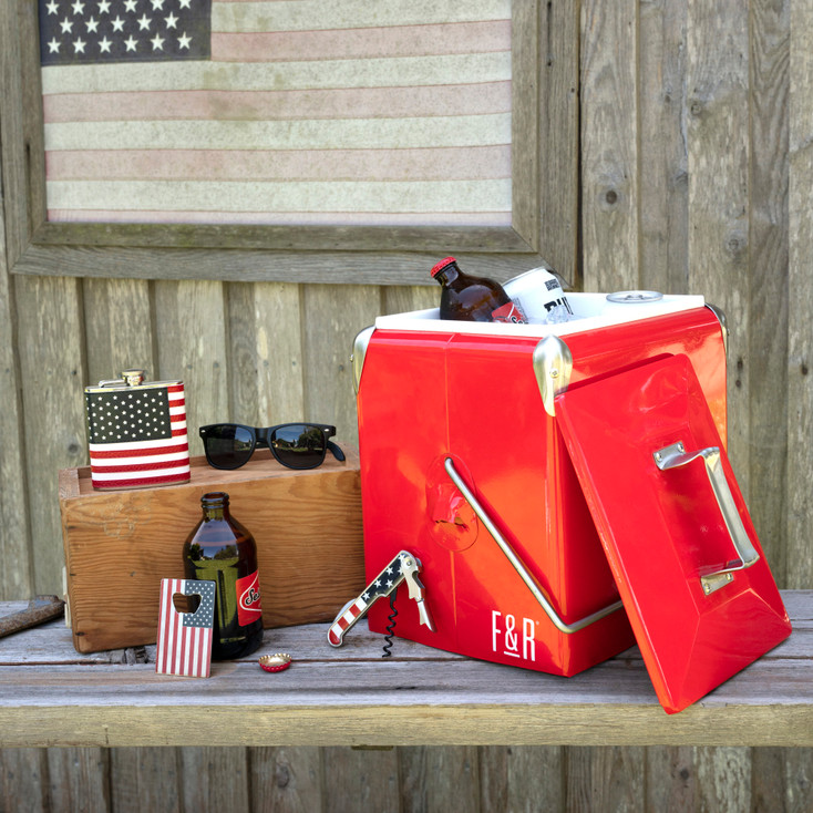 Red Vintage Metal Cooler by Foster & Rye