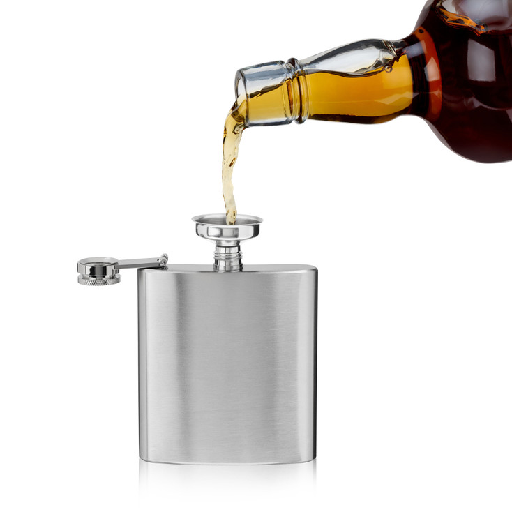 6oz Stainless Steel Flask with Funnel by True