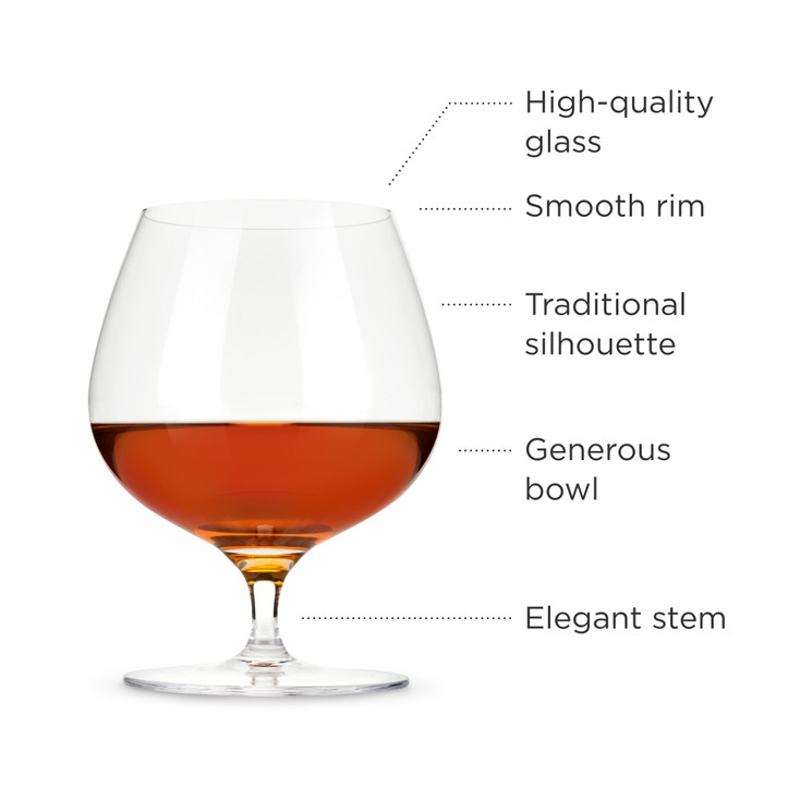 Crystal Wingback Brandy Glasses by Viski, Set of 2