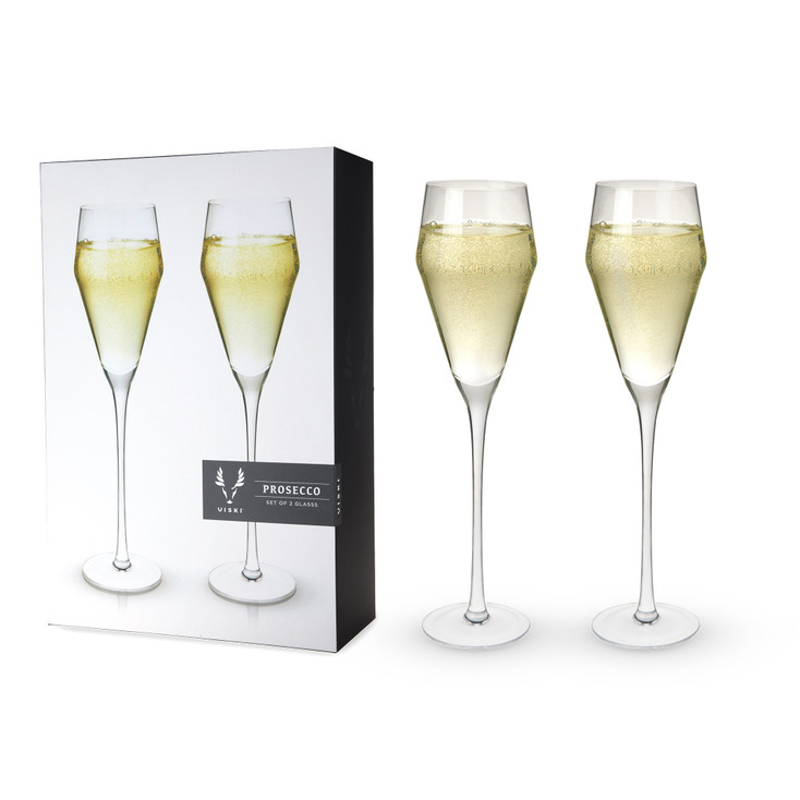 Angled Crystal Prosecco Glasses by Viski, Set of 2