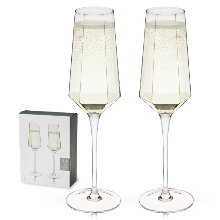 Seneca Stemmed Champagne Flutes by Viski, Set of 2