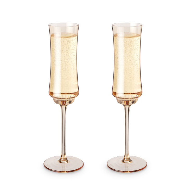 Tulip Champagne Flutes in Amber by Twine Living, Set of 2