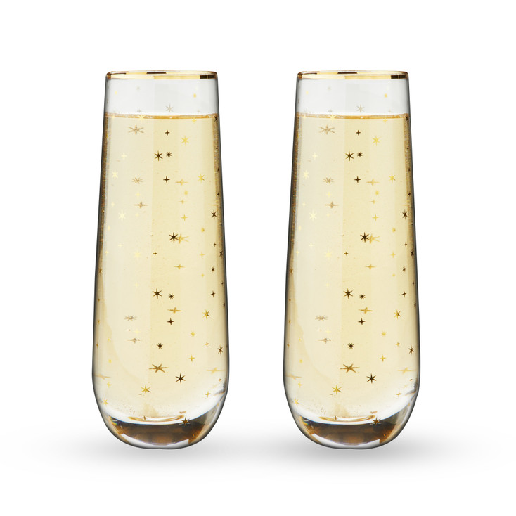Starlight Stemless Champagne Flutes by Twine Living, Set of 2