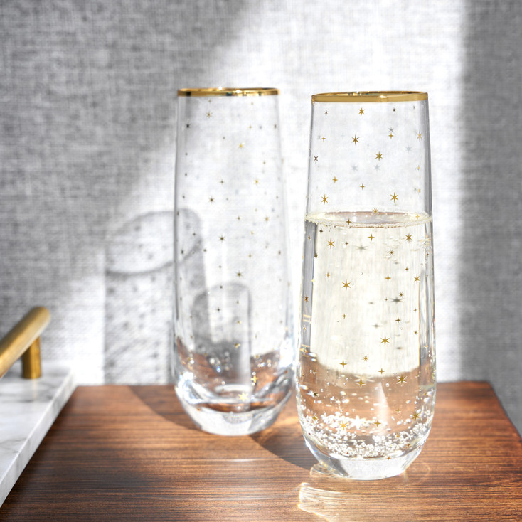 Starlight Stemless Champagne Flutes by Twine Living, Set of 2