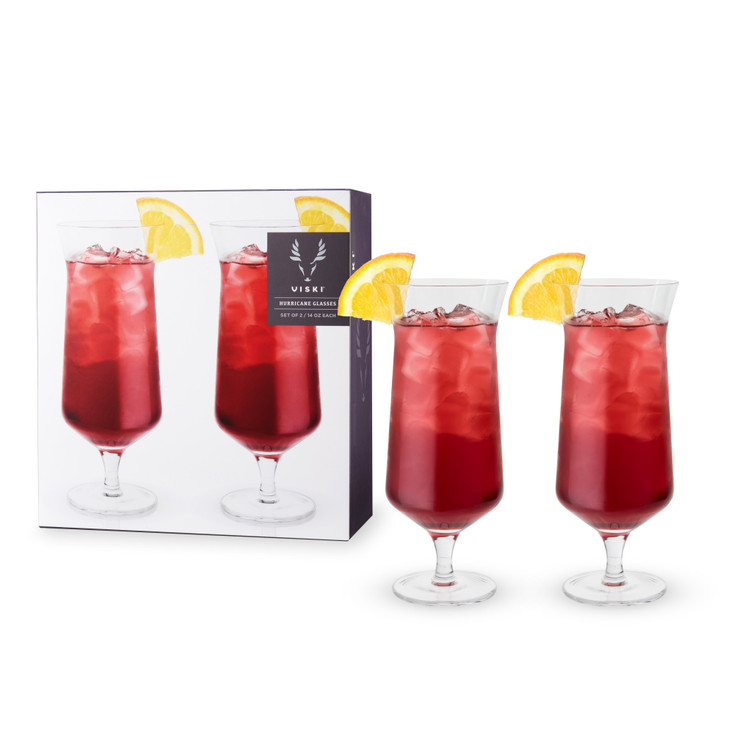 Angled Crystal Hurricane Glasses by Viski, Set of 2