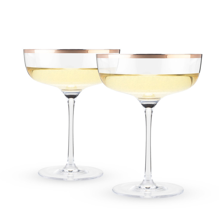 Copper Rim Crystal Coupe Glasses by Twine Living, Set of 2
