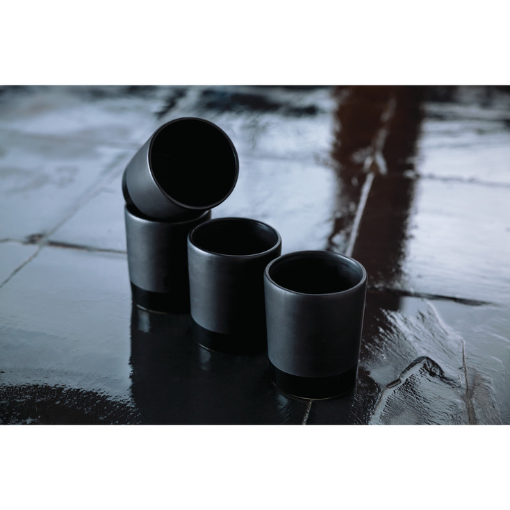 Black Stoneware Tumblers by Viski, Set of 2