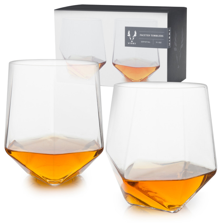 Faceted Crystal Tumblers by Viski, Set of 2