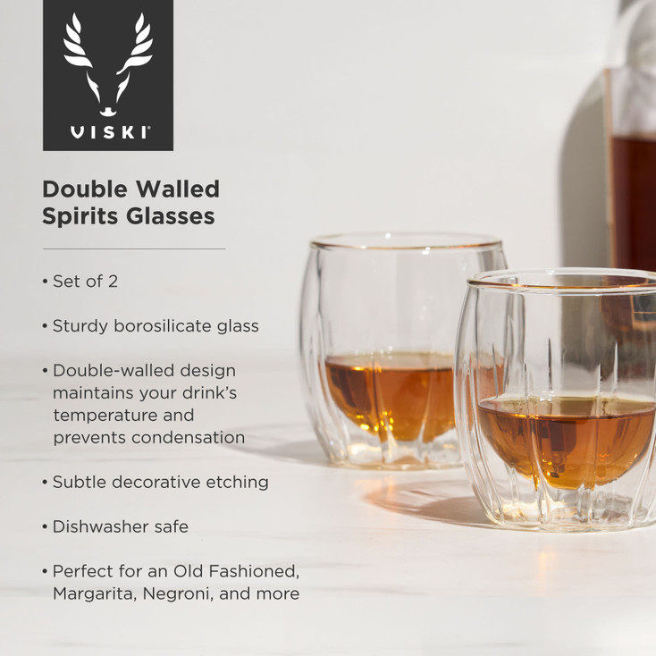 Double Walled Spirits Glass by Viski, Set of 2