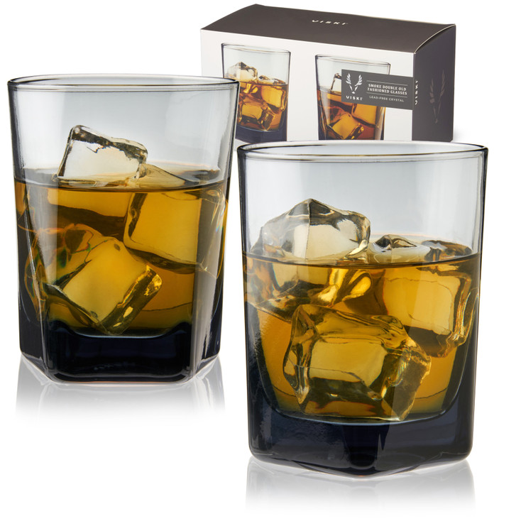 Smoke Double Old Fashioned Glasses by Viski, Set of 2