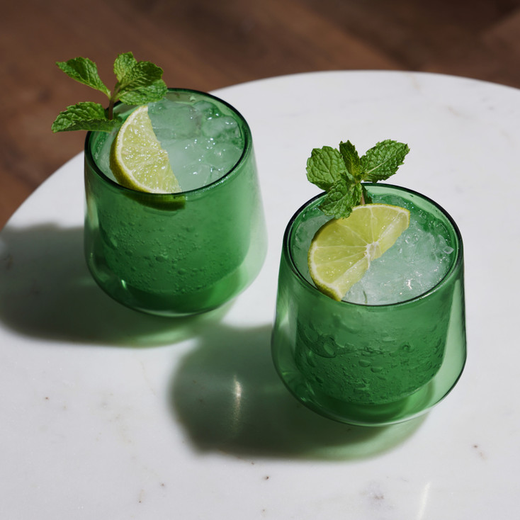 Double Walled Aurora Tumblers in Green by Viski, Set of 2