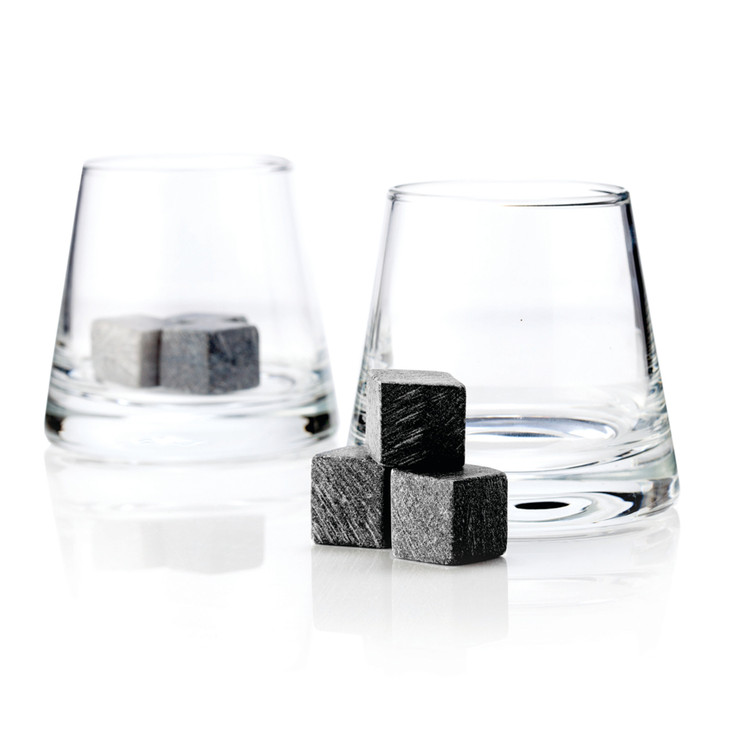 Glacier Rocks Soapstone Cube and Tumblers by Viski, Set of 8