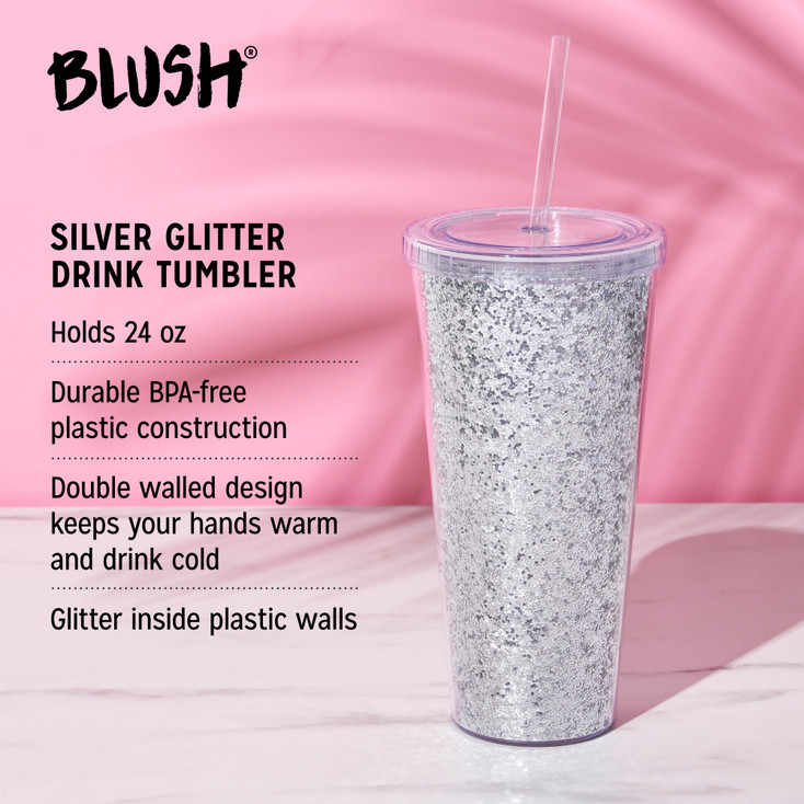 Glam Silver Double Walled Glitter Tumbler by Blush