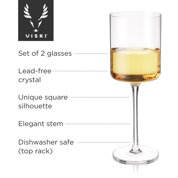 Laurel White Wine Glasses by Viski, Set of 2