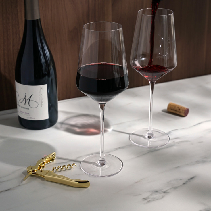 Angled Crystal Wine Glasses and Corkscrew Gift Box Set