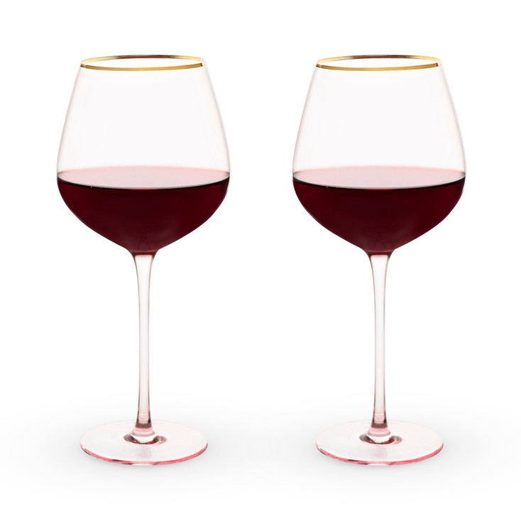 Rose Crystal Red Wine Glasses by Twine Living, Set of 2