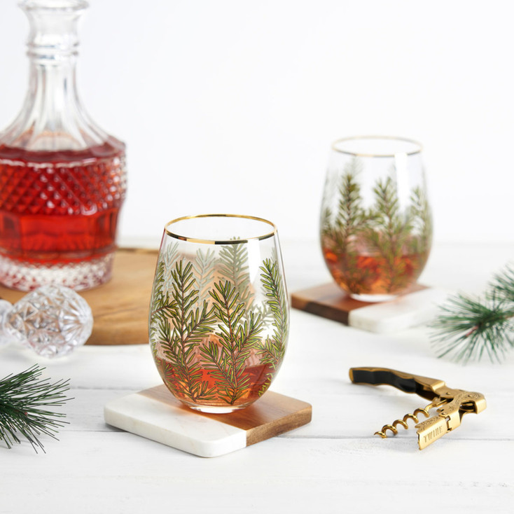 Woodland Stemless Wine Glasses by Twine Living, Set of 2
