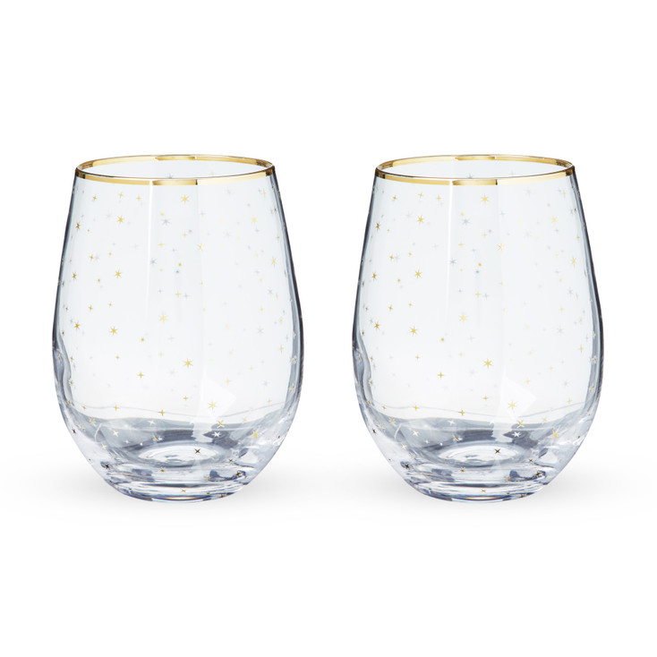 Twine Luster Stemless Wine Glasses, Set Of 2, 20 Oz. Rainbow