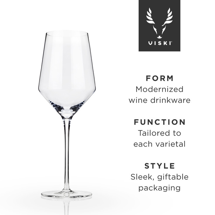 Angled Crystal Chardonnay Wine Glasses by Viski, Set of 2