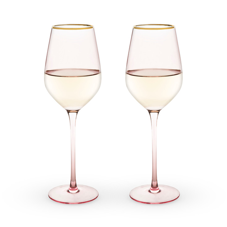 Rose Crystal White Wine Glasses by Twine Living, Set of 2