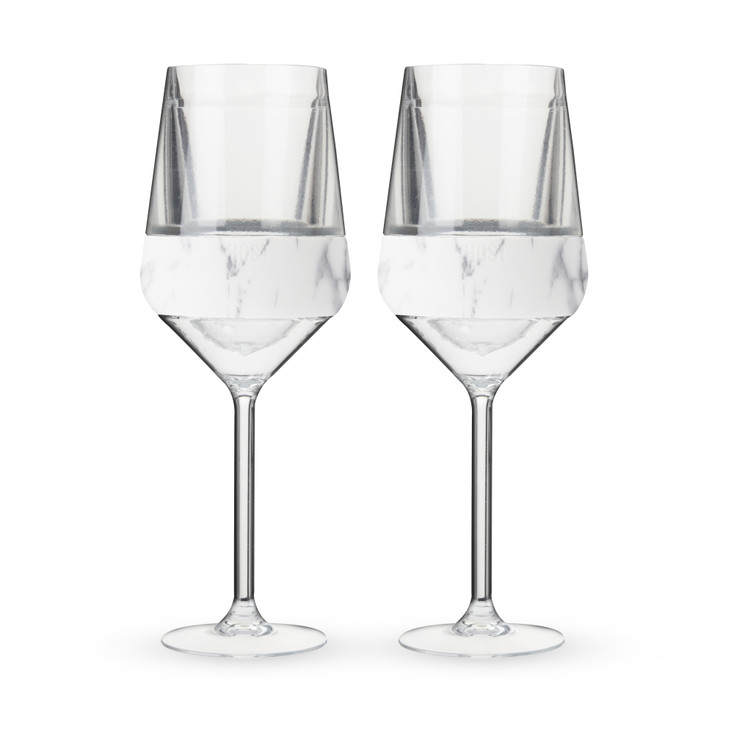 Wine FREEZE in Marble Stemmed Wine Glasses by Host, Set of 2
