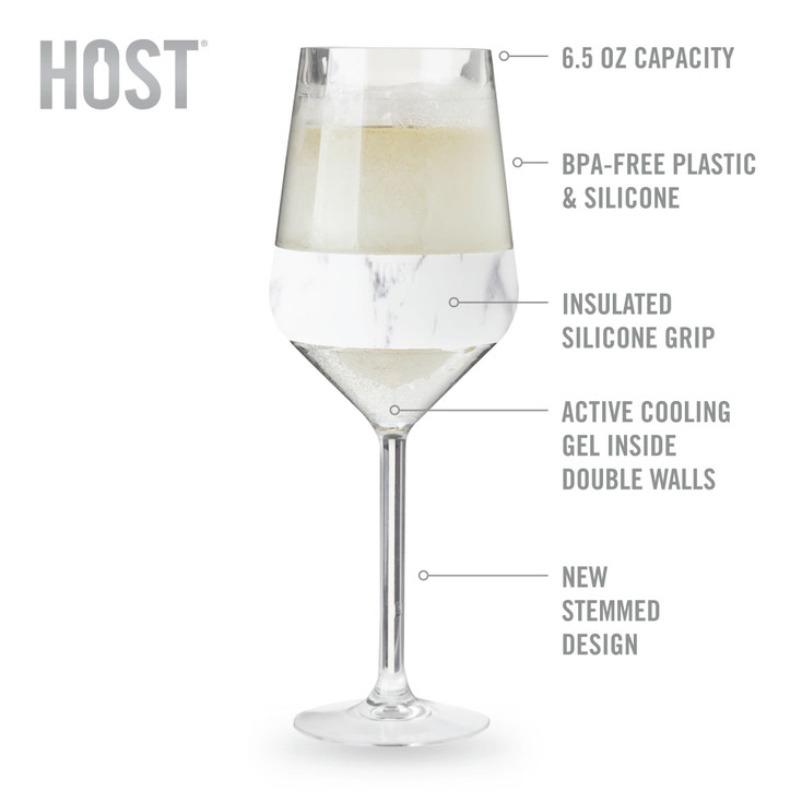 Wine FREEZE in Marble Stemmed Wine Glasses by Host, Set of 2