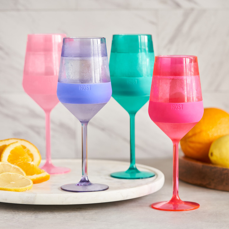 Wine FREEZE in Tinted Stemmed Wine Glasses by Host, Set of 4