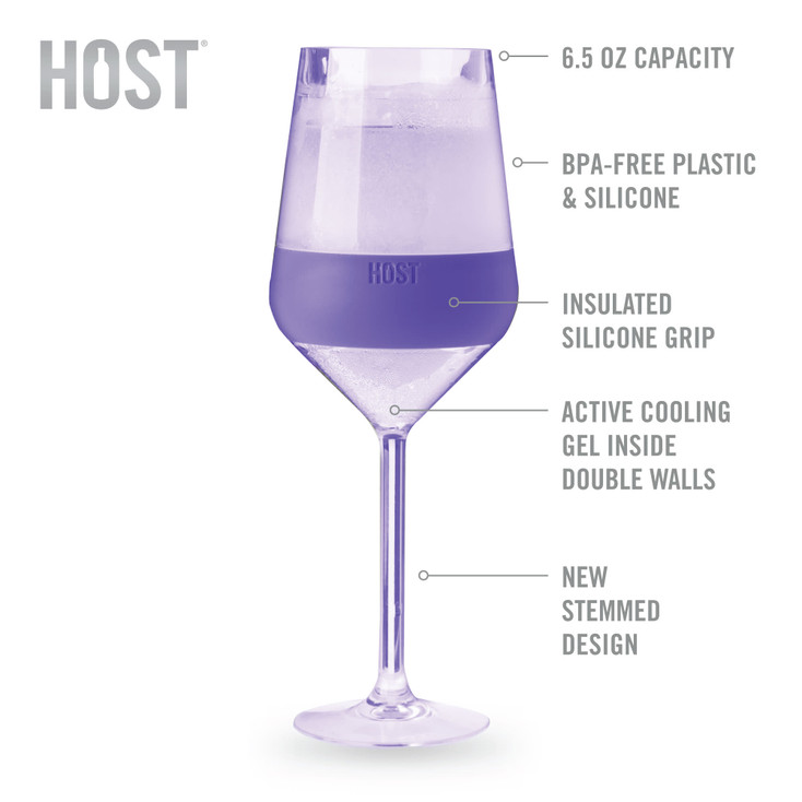 Wine FREEZE in Tinted Stemmed Wine Glasses by Host, Set of 4