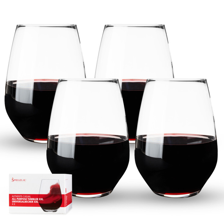 Spiegelau Authentis 22.4 oz All Purpose Stemless Wine Tumbler XXL, Set of 4