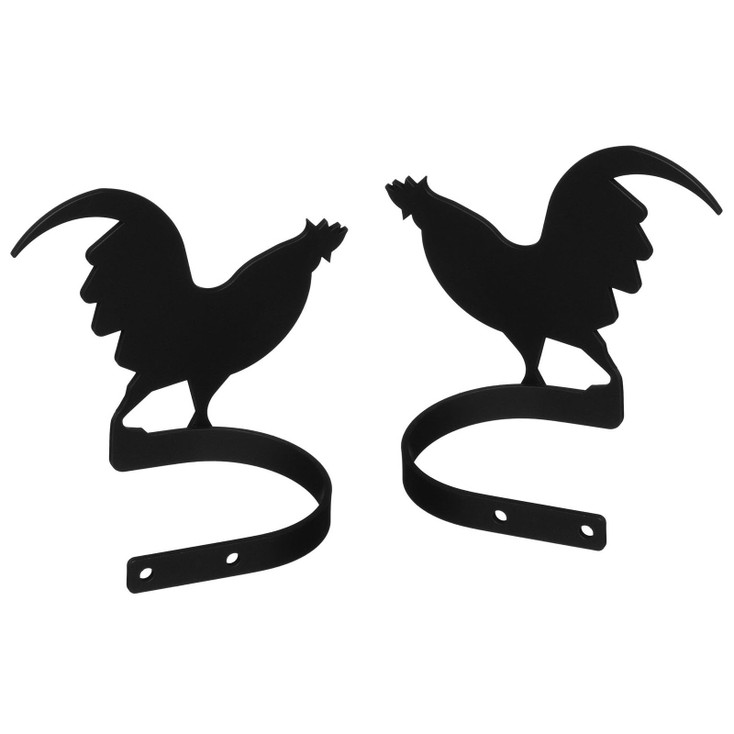 Rooster Black Metal Curtain Tie Backs