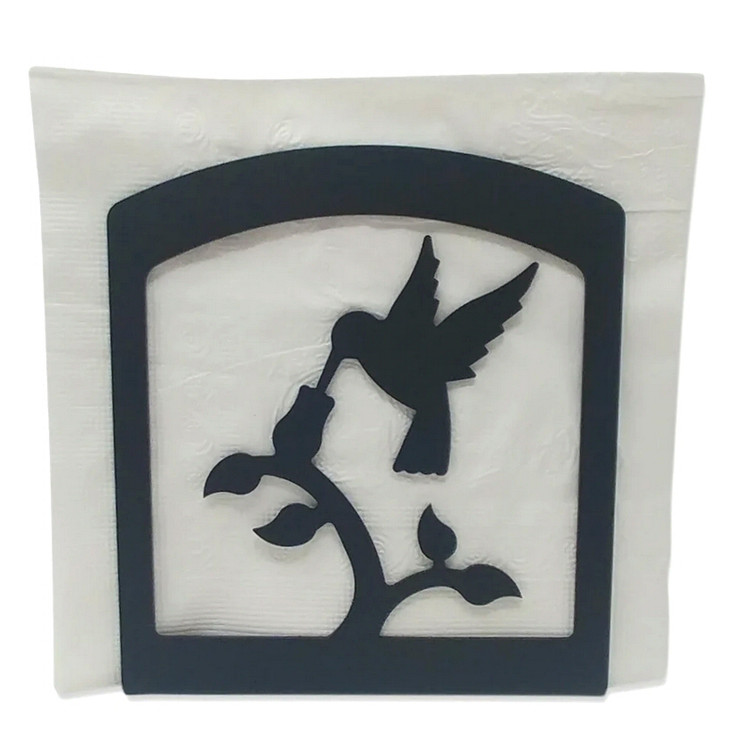Hummingbird Black Metal Napkin Holder