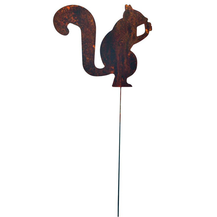 Squirrel Rusted Metal Garden Stake