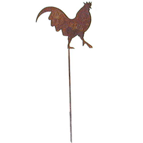 Rooster Rusted Metal Garden Stake