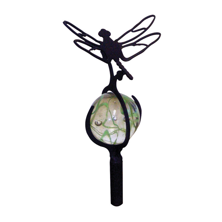 Dragonfly Metal Garden Stake with Marble