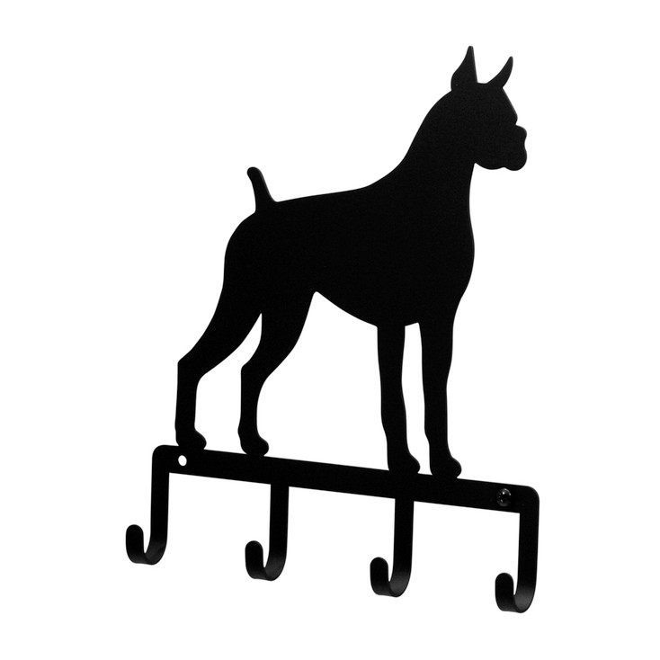 Boxer Dog Black Metal Key Rack