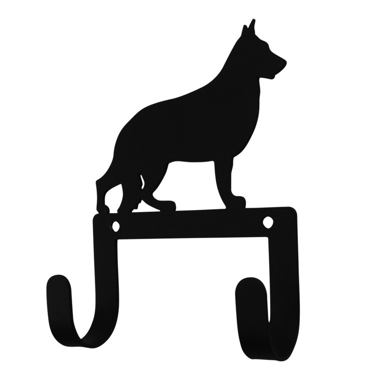 Shephard Dog Leash and Collar Double Metal Wall Hook