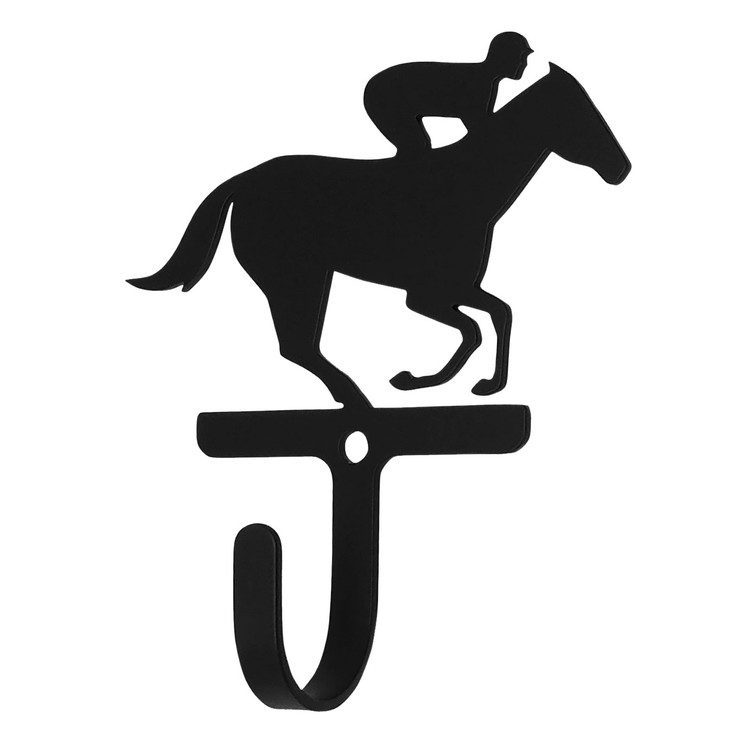 Racehorse & Jockey Small Metal Wall Hook
