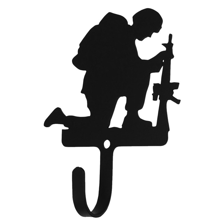 Soldier Kneeling Small Metal Wall Hook