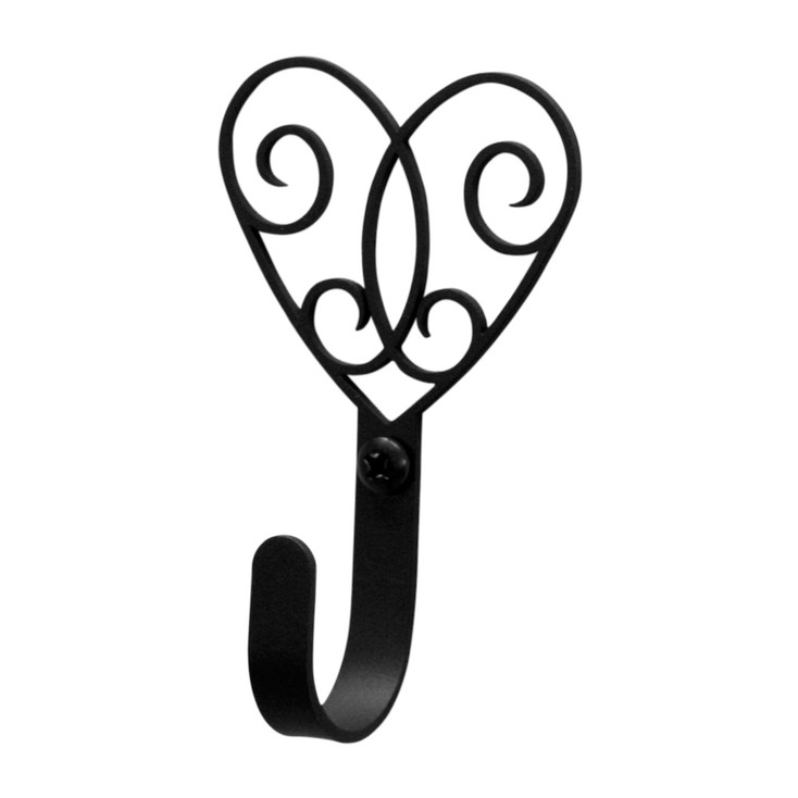 Heart Small Black Metal Wall Hook