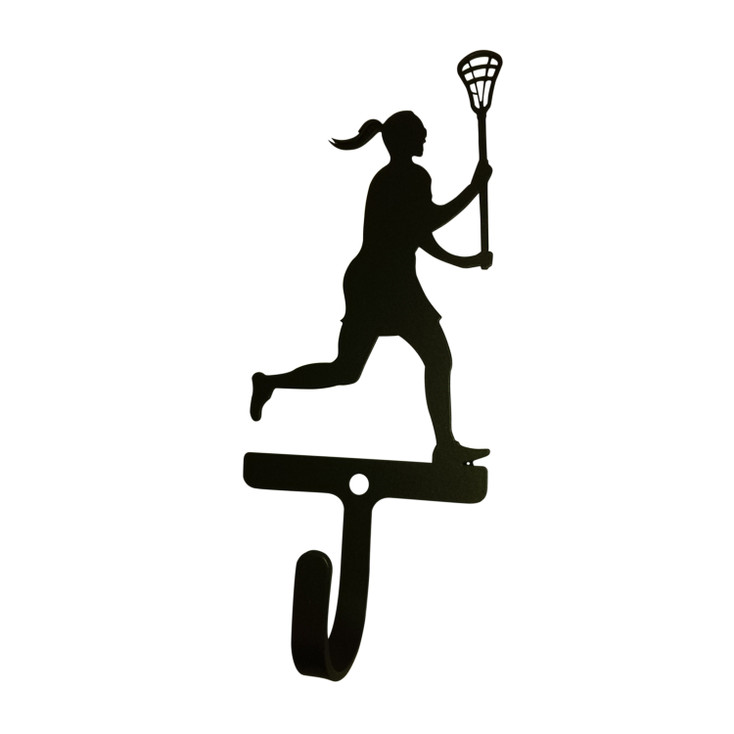 Woman/Girl Lacrosse Player Small Metal Wall Hook