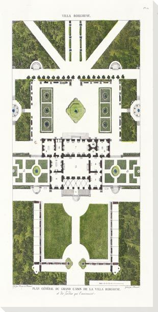 Villa Borghese Plan Wrapped Canvas Giclee Art Print Wall Art