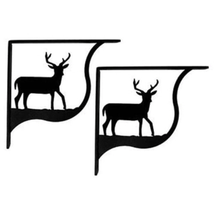 Deer Large Black Metal Shelf Brackets