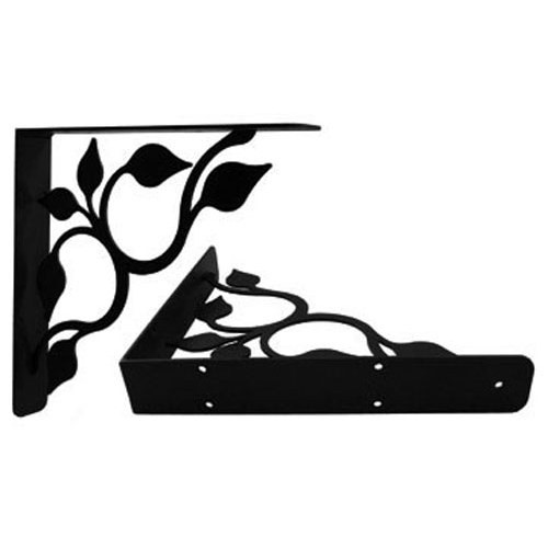 Leaf Fan Large Extra Heavy Black Metal Shelf Brackets