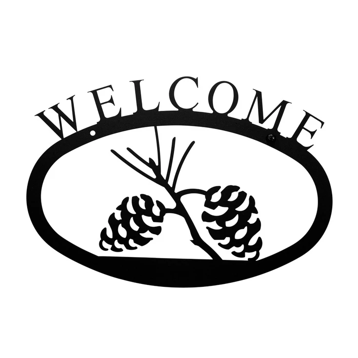 Pinecone Metal Welcome Sign - Small