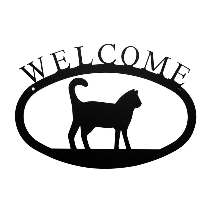 Cat Metal Welcome Sign - Small