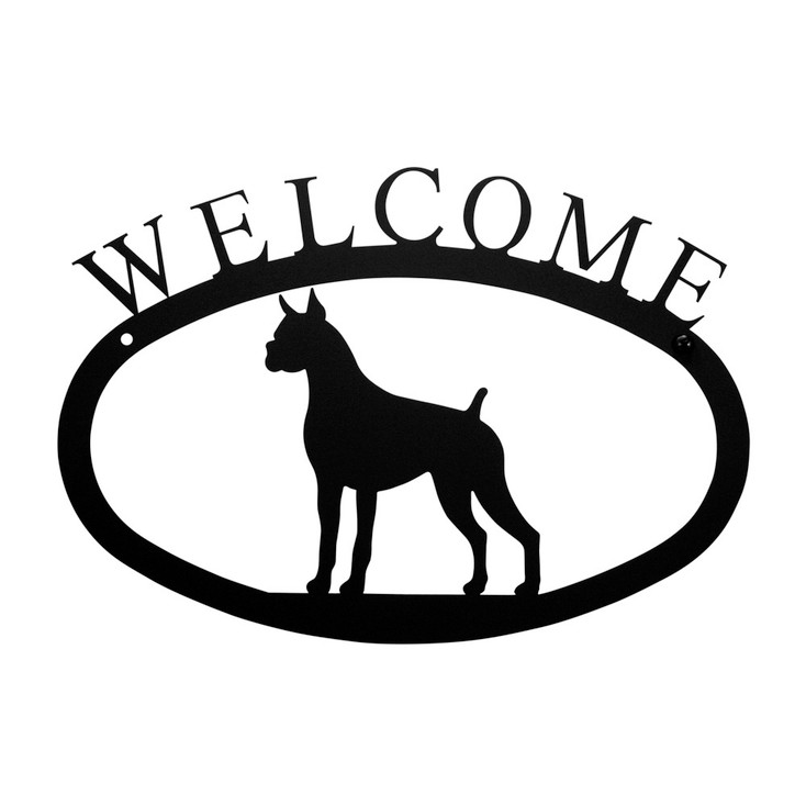 Boxer Dog Metal Welcome Sign - Small