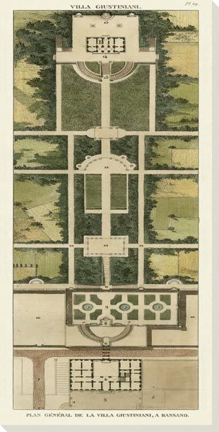 Plan De La Villa Giustiniani Wrapped Canvas Giclee Art Print Wall Art